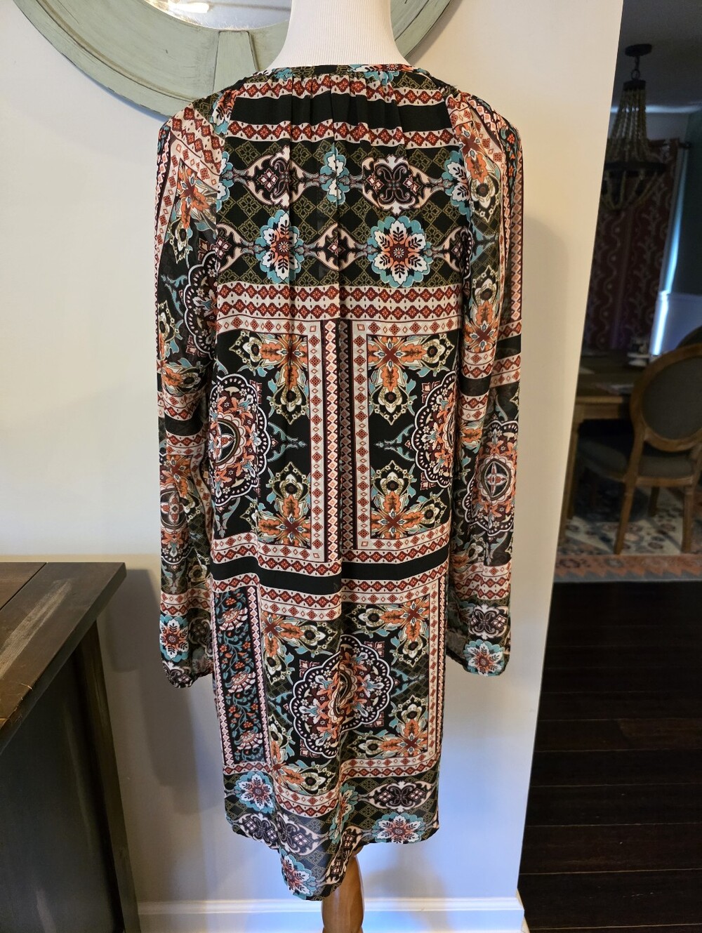 Xhilaration Size Large Boho Embroidered long sleeve lined fall dress hippie styl - Picture 7 of 11